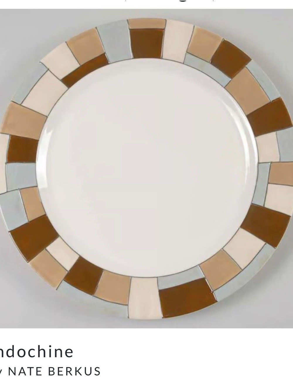 Nate Berkus Neutral Mosaic Rim Porcelain serving platter